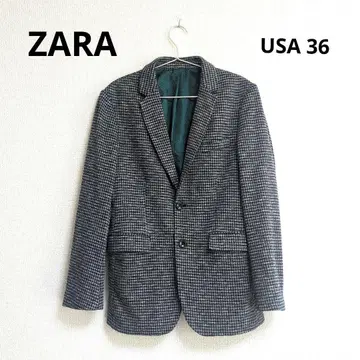 0238 ZARA 자라 체크 무늬 자켓 USA36