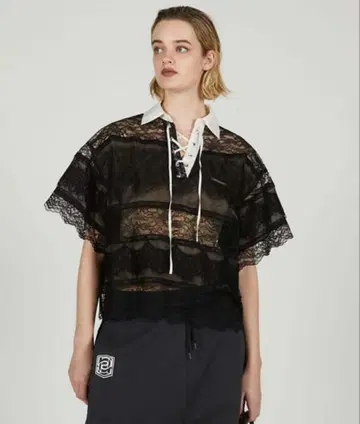 2025 SS 플랭크 프로젝트 레이스 럭비 셔츠 블랙 새상품급