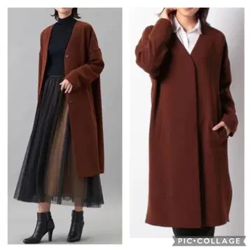 레리안 미사용 노카라 롱 코트 모카 브라운 계열
