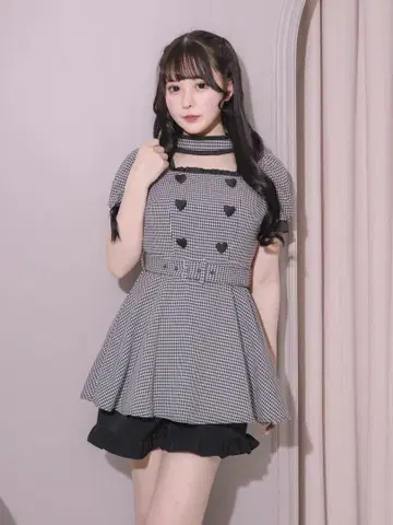 pium 초커 프릴 하트 버튼 셋업