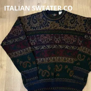 80s ITALIAN SWEATER CO 이탈리아제 올 패턴 니트 스웨터