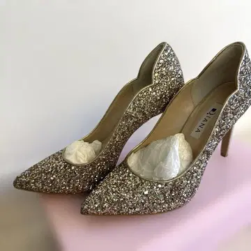 DIANA 골드 글리터 힐 23.5cm 브라이덜 신발