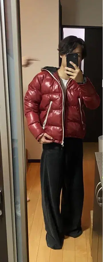 빨간색 다운 자켓 Y2K 그런지 블랙 Opium 짧은 기장 퍼 포함