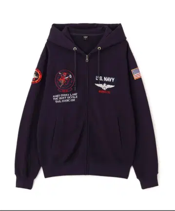 AVIREX U.S. NAVY 탑건 지퍼 후드티