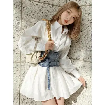 darich 코르셋 미니 원피스 데님 셔츠 셋업