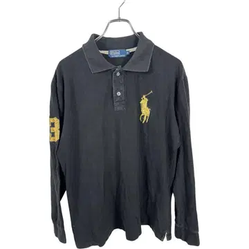 POLO 폴로 랄프로렌 여성용 블랙 빅 포니 긴팔 피케 셔츠