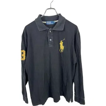 POLO 폴로 랄프로렌 여성용 블랙 빅 포니 긴팔 피케 셔츠