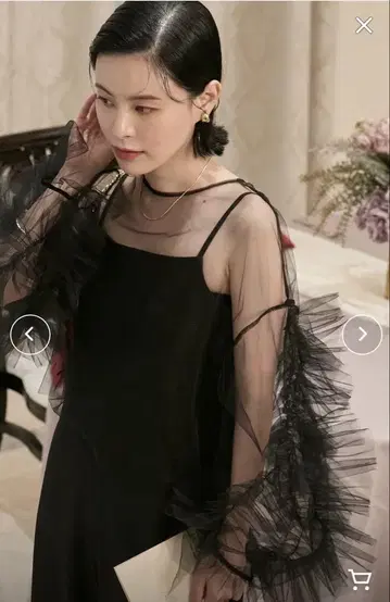 [ forksy. ] [ 포멀 대응 ] 볼륨 튤 프릴 소매 시어 블라우스