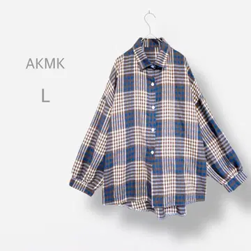 [ AKMK ] 타탄 체크 플란넬 셔츠 퍼프 슬리브 드롭 숄더
