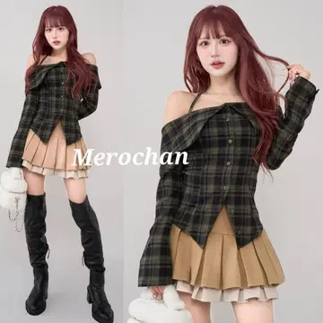 다리치 Darich 홀터 오프숄더 체크 셔츠