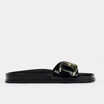 ZARA 버클 플랫 샌들 블랙