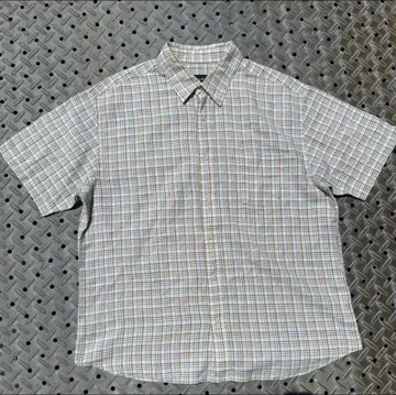 90s~00s 에디 바우어 린넨 체크 반팔 셔츠 XL 사이즈