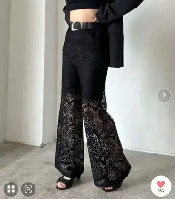 PAGEBOY 레이스 와이드 팬츠 블랙