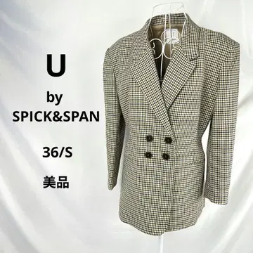 새상품급 U by SPICK&SPAN 건 클럽 체크 더블 자켓 36