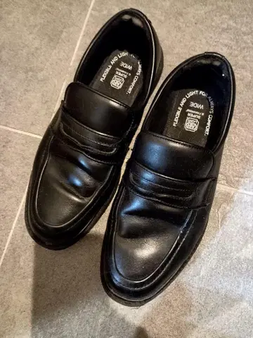 호킨스 블랙 로퍼 천연 가죽 WIDE 사이즈 24.5cm