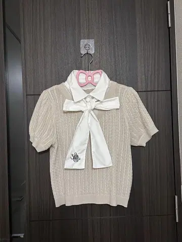 majestic legon 리본 세트 도킹 반팔 니트