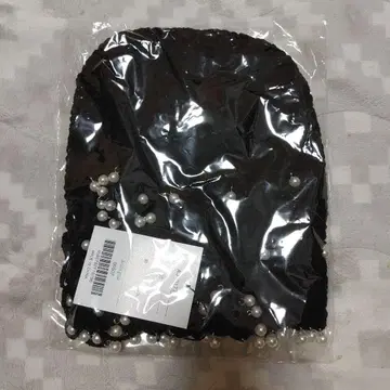 antiqua 펄 x 태슬 니트 햇 블랙
