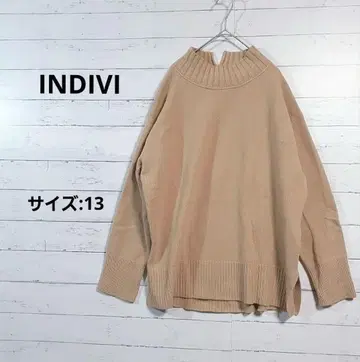 새상품급 INDIVI 베이지 하이넥 2L 니트 스웨터 양모 /57