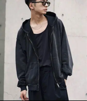 WYM 그레이 후드 부착 후드티