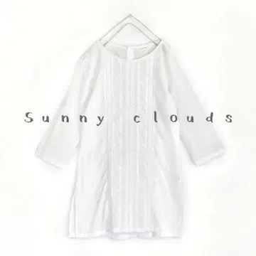 [ Sunny clouds ] 백버튼 레이스 블라우스 노카라 튜닉