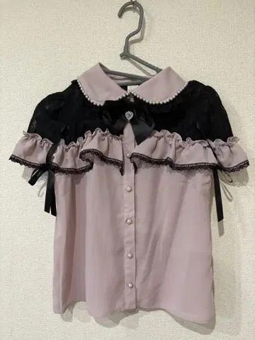시크릿허니 펄 옷깃 & 숄더 리본 블라우스 핑크