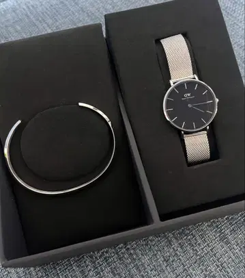 미사용 새상품 Daniel Wellington 시계 세트 실버 & 블랙