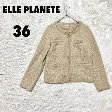 ELLE PLANETE 엘르 플래닛 트위드 노카라 자켓