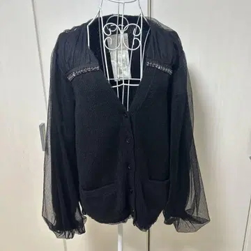 사카이 블랙 비쥬 튤 가디건 사이즈 M