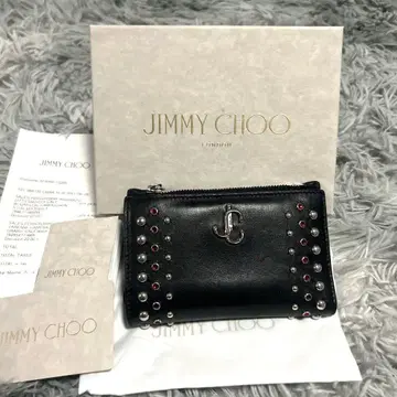 JIMMY CHOO 블랙 가죽 카드 케이스 접이식 지갑