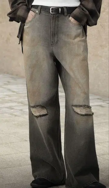 블랙 와이드 레그 데님 팬츠