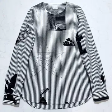 [레어 이탈리아제] 폴스미스 스크린 프로세스 스트라이프 셔츠 근년 M