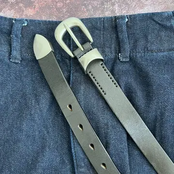 내로우 벨트 블랙 웨스턴 벨트 아메카지 소가죽 앤티크풍