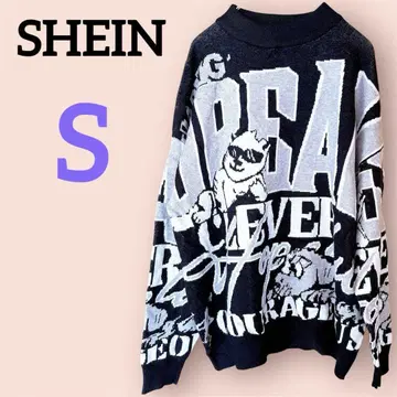 새상품급 SHEIN [ S ] 그래픽 니트 스웨터 블랙/그레이