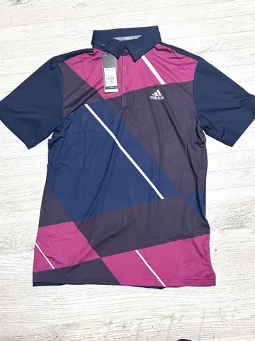 택 포함 새상품 adidas 지오메트릭 피케 셔츠 네이비/와인 레드 L
