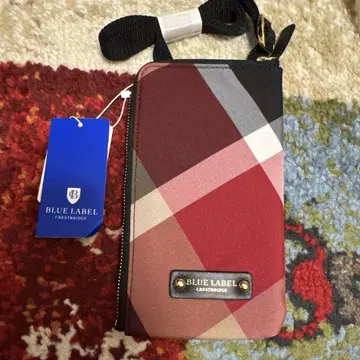 BLUE LABEL 스마트폰 숄더백 레드 계열 체크