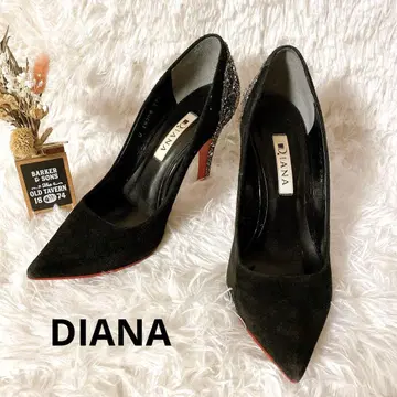 DIANA 펌프스 레드 밑창 글리터 힐 스웨이드