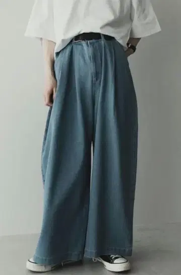 루즈 턱 와이드 빈티지 워시 데님 팬츠 10.5ozdenim