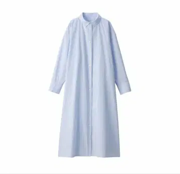 MUJI 고밀도 직조 셔츠 원피스 색스 블루 여성용 M 사이즈