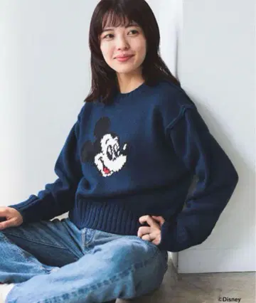 BEAMS BOY 미키마우스 니트 네이비