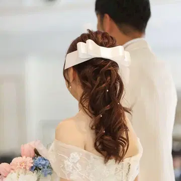 리본 봉봉 리본 헤어 액세서리 결혼식 새틴 리본 화이트