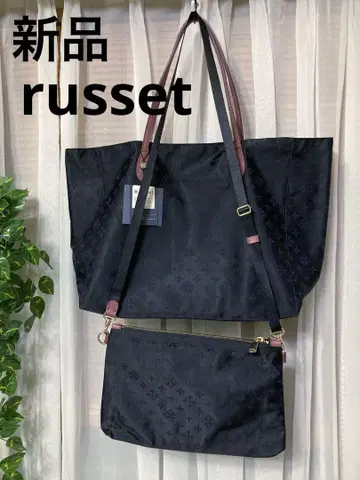 새상품 russet 블랙 나일론 토트백 숄더 파우치 포함