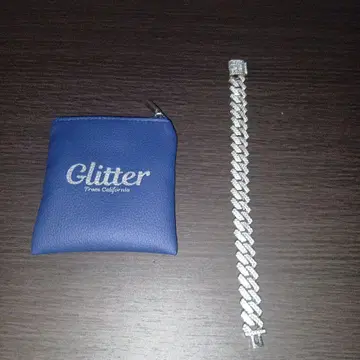 Glitter 실버 팔찌 파우치 포함