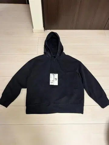 UNIQLO+J 블랙 드라이 맨투맨 하프 지퍼 후드티 L 사이즈