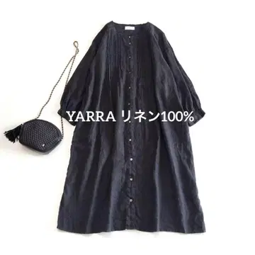 YARRA 야라 볼륨 슬리브 블랙 핀턱 린넨 원피스