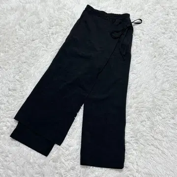 [ c6075 ] 새상품급 와이드 팬츠 허리밴딩 블랙 M