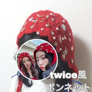 twice풍 보닛 빨간색 모자