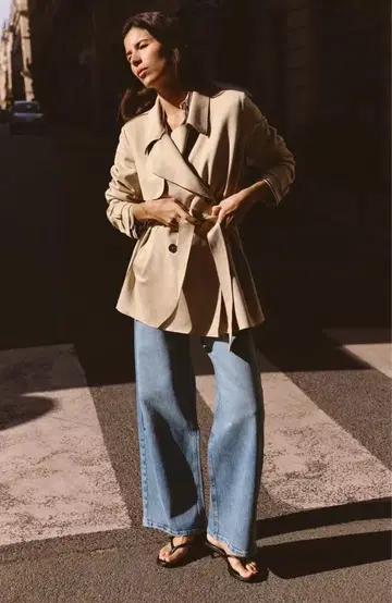 ZARA 스웨이드 트렌치코트 허리 벨트 포함