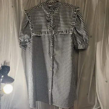 깅엄 체크 셔츠 원피스