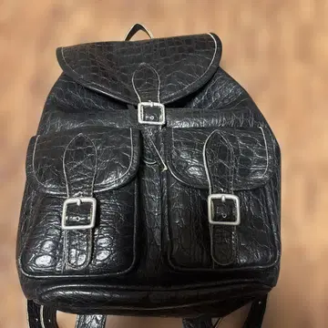 블랙 크로커다일 패턴 가죽 백팩 USA 메이드 차심 빈티지