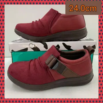 24.0cm 새상품 주름 스니커즈 여성 신발 와이드 슬립온 부츠